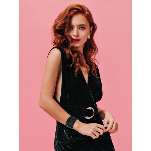 ✨ Long tiantian Bangle Bracelets Women BlackTrendy Boho Rhinestone Cuff Jewelry - Picture 4 of 8